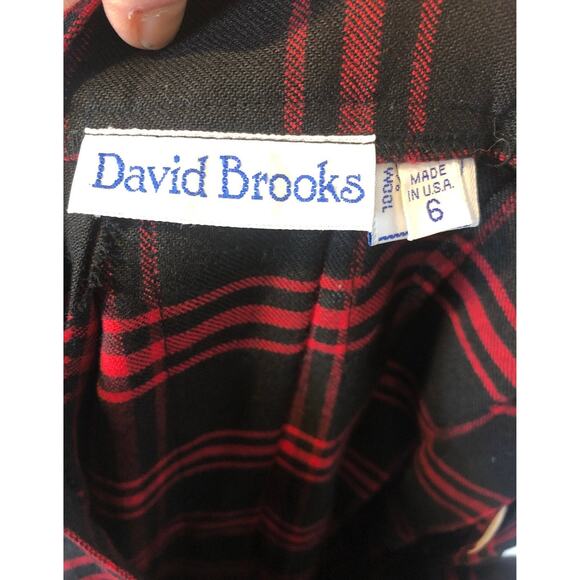 1980s David Brooks Red Black Wool Plaid Skirt w/ Side Buttons
 small - Picture 12 of 12